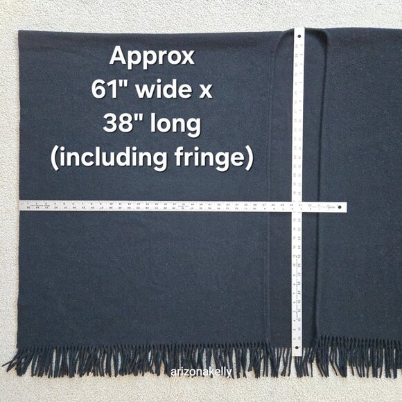 Oversized THICK Wool Wrap Flawless Black Fringe Men's Tall Plus - Picture 2 of 15